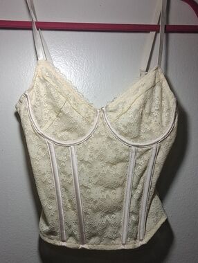 Beginning Boutique Cream Lace Bustier Top